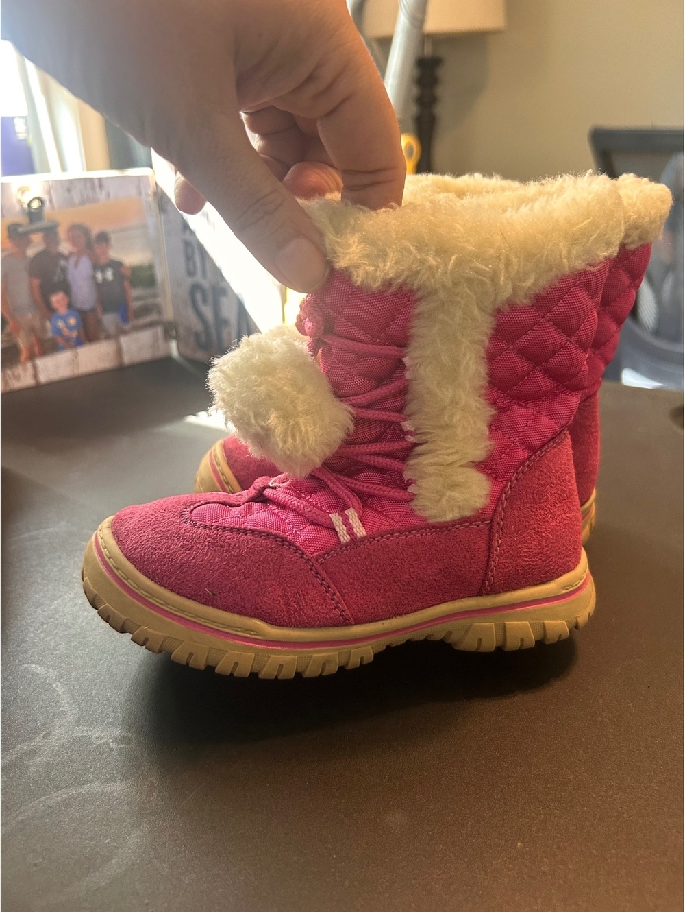 Carter's Toddler Pink Winter Boots with Faux Fur Lining and Pom Poms